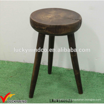 Venta al por mayor apenada ronda madera 3 legged taburete